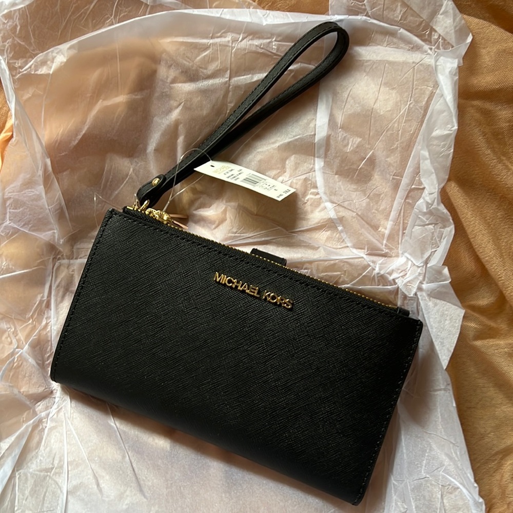 BNWT black MK wristlet
